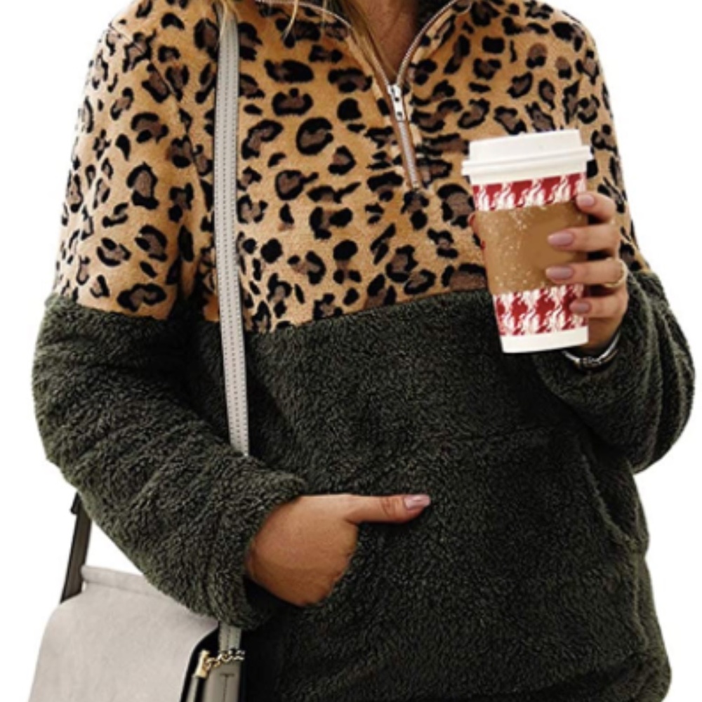 Fuzzy Sherpa Leopard Pullover
